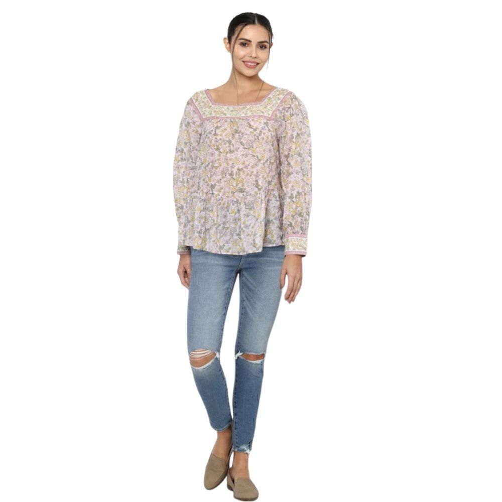 American Eagle Y2K  NWT 100% cotton squ neck L/S peasant blouse - Picture 5 of 16
